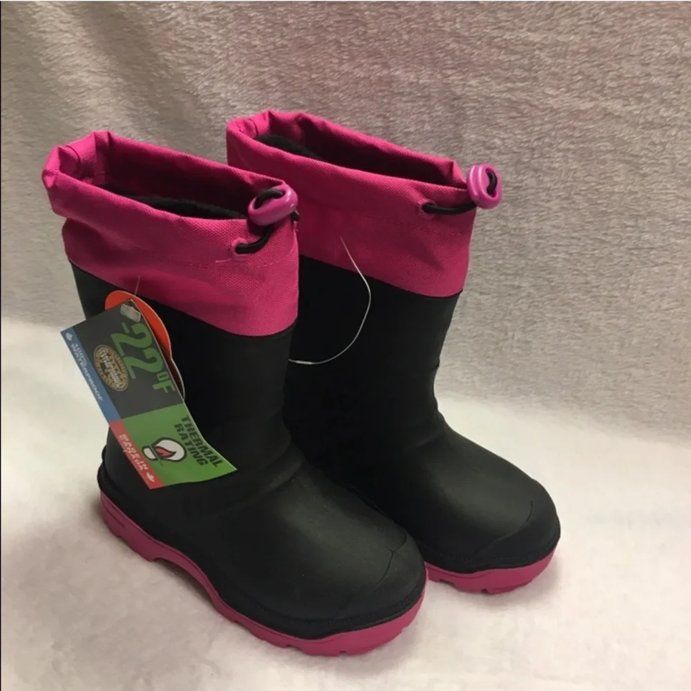 Ozark Trail Snow Boots Kids 8 Black Pink New Waterproof Thermal Rated -22F